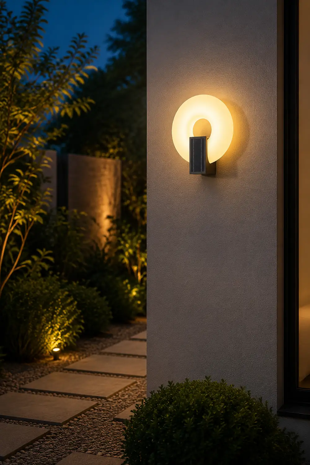 Isaac Modern Metal/Acrylic Solar Waterproof Outdoor Wall Lamp, Black/White - Lumpaz