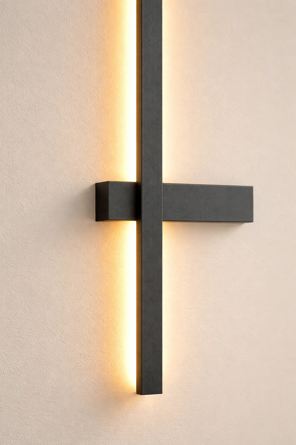 Edge Minimalist Duo-Linear Metal Outdoor Wall Lamp, Black - Lumpaz