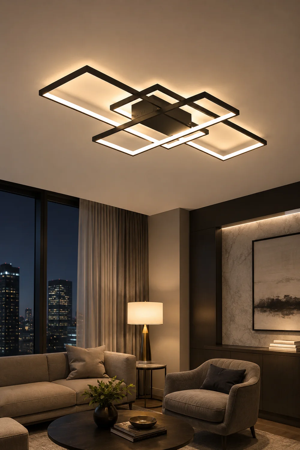 Bouvet Modern Metal Multi Rectangular Flush Mount Ceiling Light, Black/White - Lumpaz