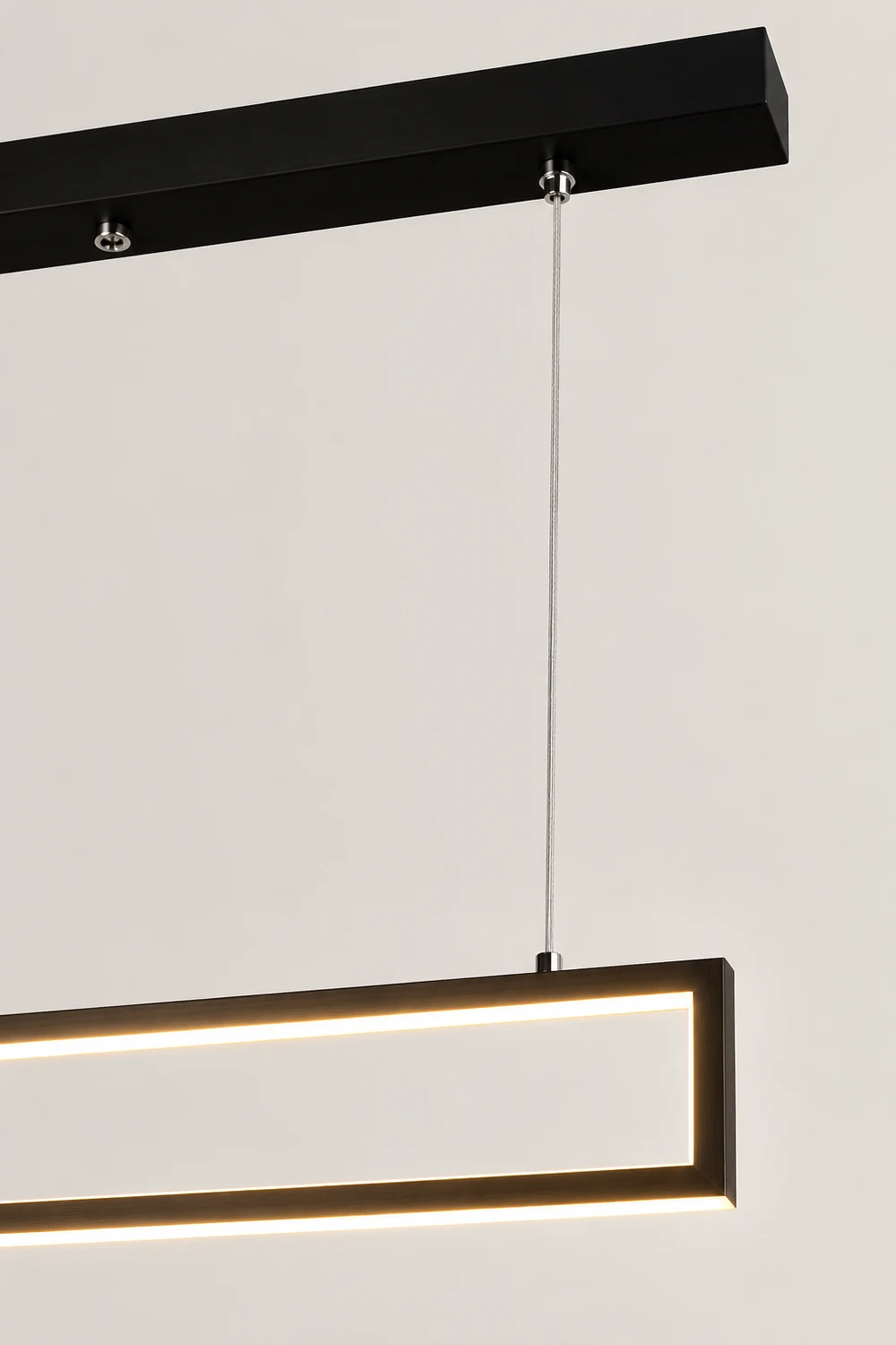 Edge Modern Metal Vertical Rectangular Pendant Light, Black - Lumpaz