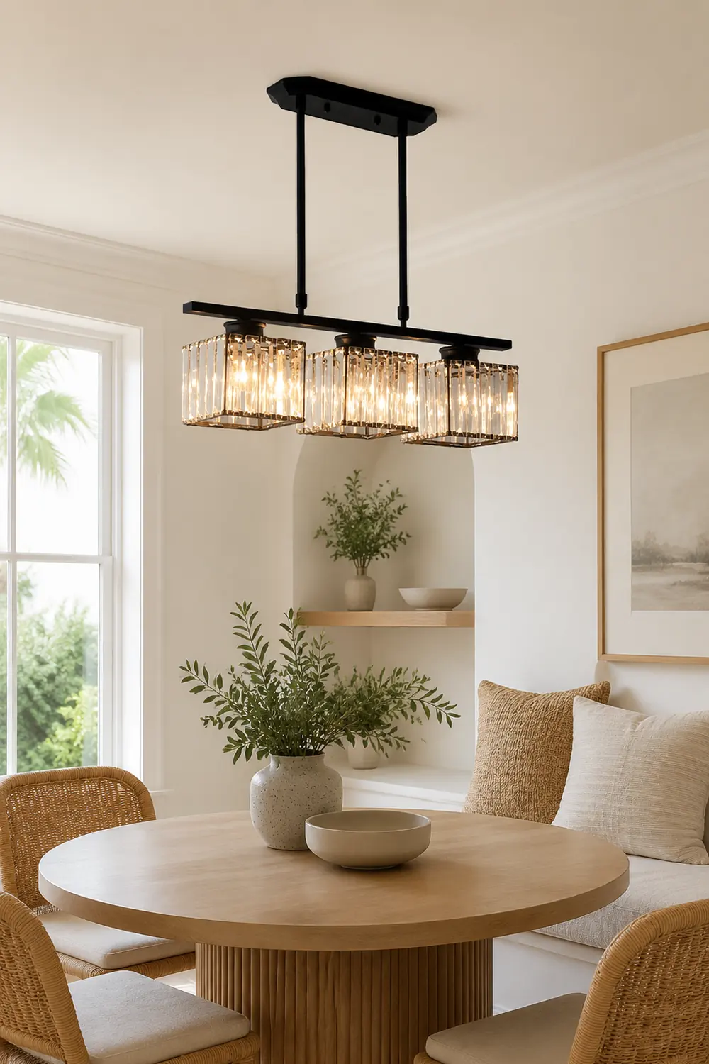Kristy Crystal Square Pendant Light, Black & Gold, 3/4 Heads - Lumpaz