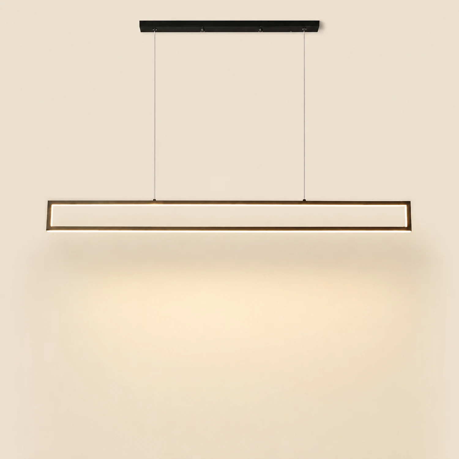 Edge Modern Metal Vertical Rectangular Pendant Light, Black - Lumpaz