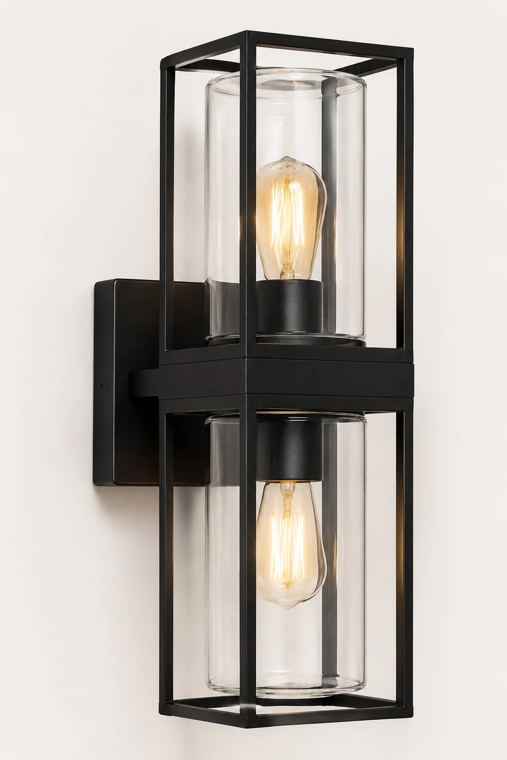 Alessio Modern Rectangular Metal Outdoor Wall Lamp, Black - Lumpaz