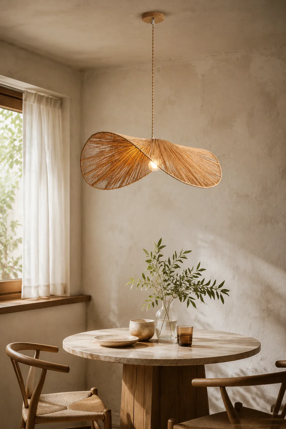 Muto Rustic Twine Pendant Light, Beige/Brown - Lumpaz