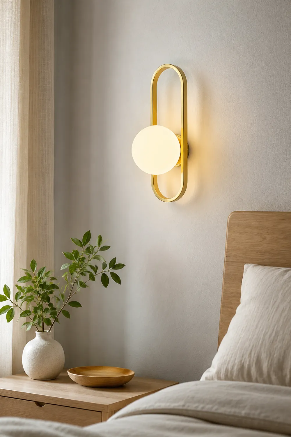 Valentina Modern Globe Bedside Wall Lamp Mount for Bedroom & Reading Room, Gold/Black - Lumpaz
