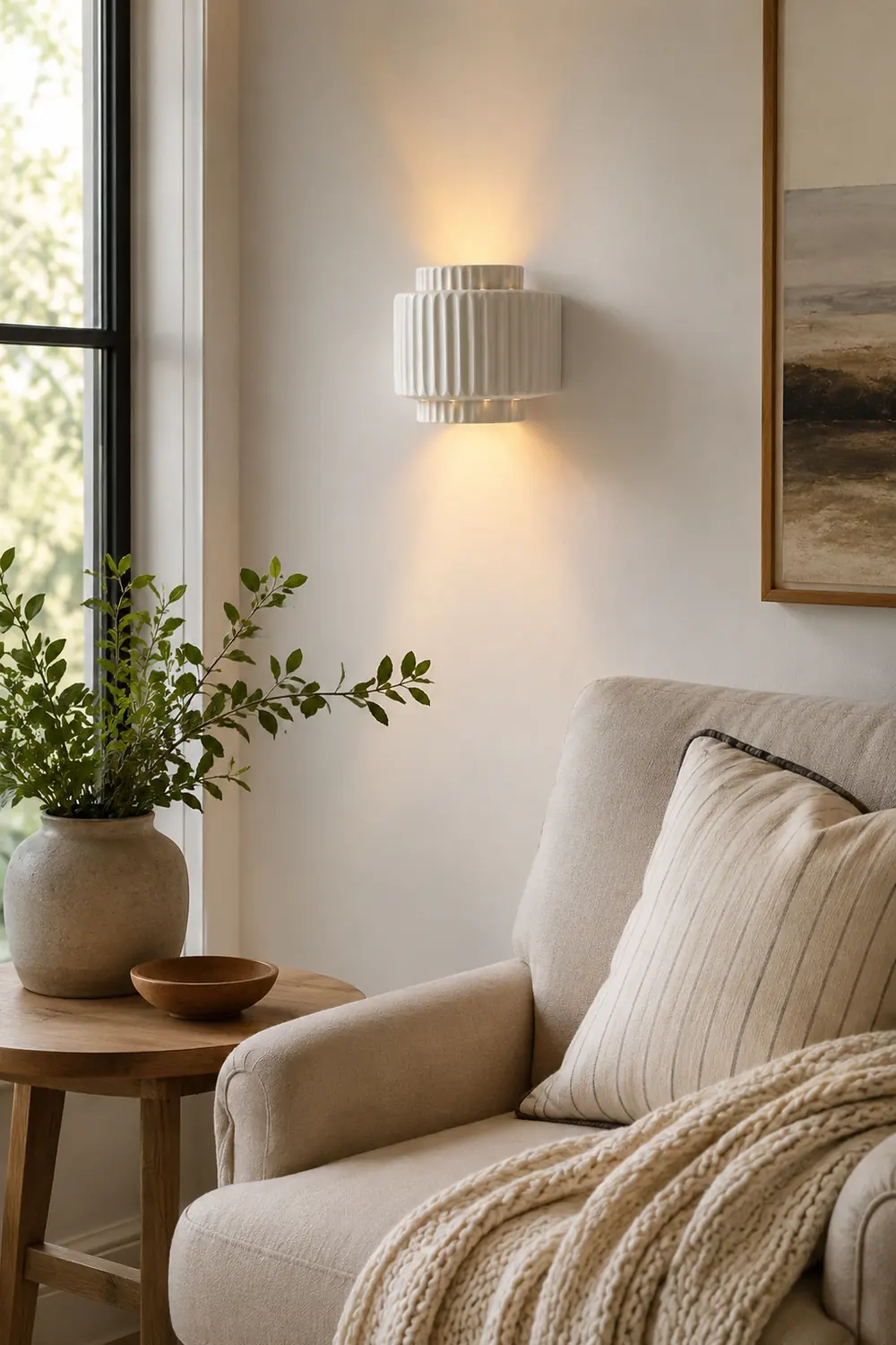 Vintage Cylindrique Resin Flush Mount Wall Lamp, White Bedroom/Living Room - Lumpaz