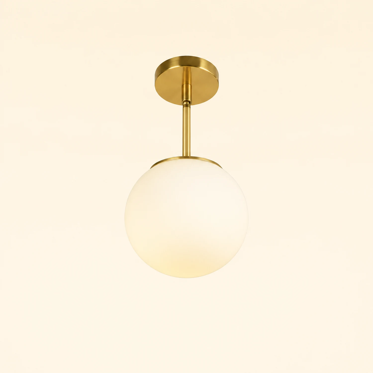 Valentina Simple Spherical LED Semi-Flush Mount Ceiling Light, Gold & Black - Lumpaz