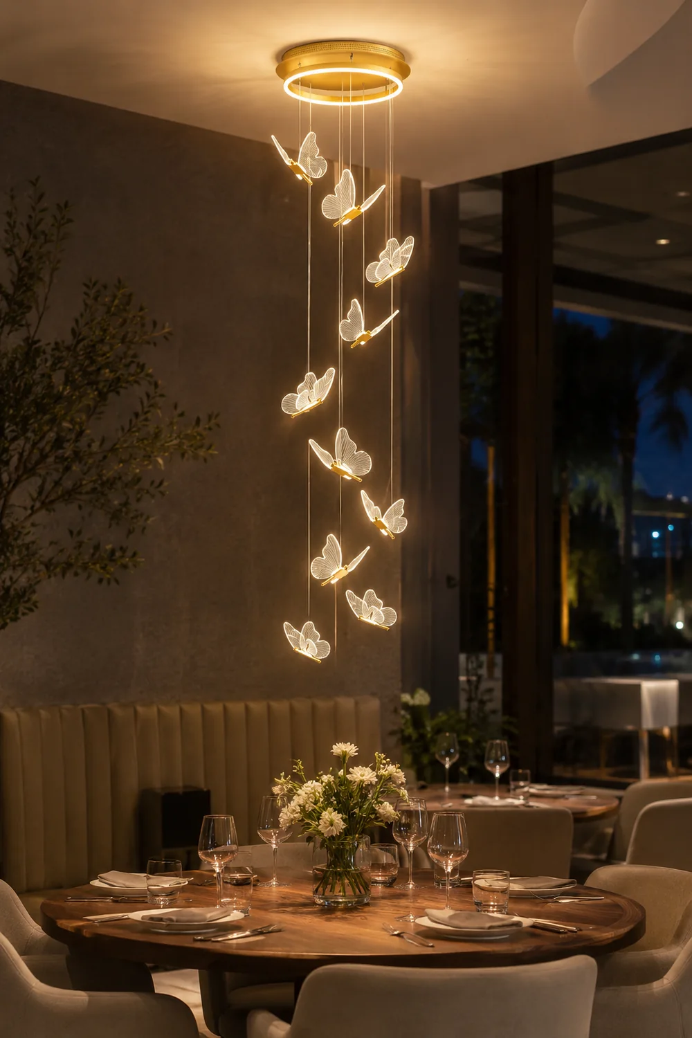 Ophelia Pendant Light Butterfly Modern Luxury, Metal/Acrylic, Gold, Corridor - Lumpaz