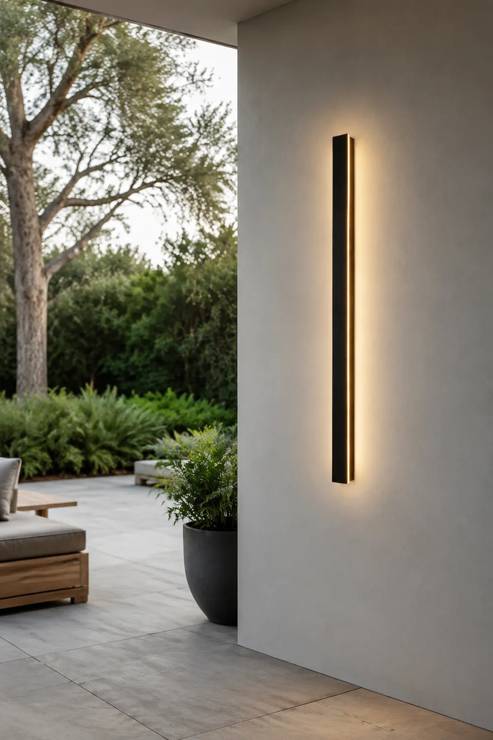 Edge Ripple Minimalist Linear Metal Outdoor Wall Lamp Black Balcony/Terrace - Lumpaz
