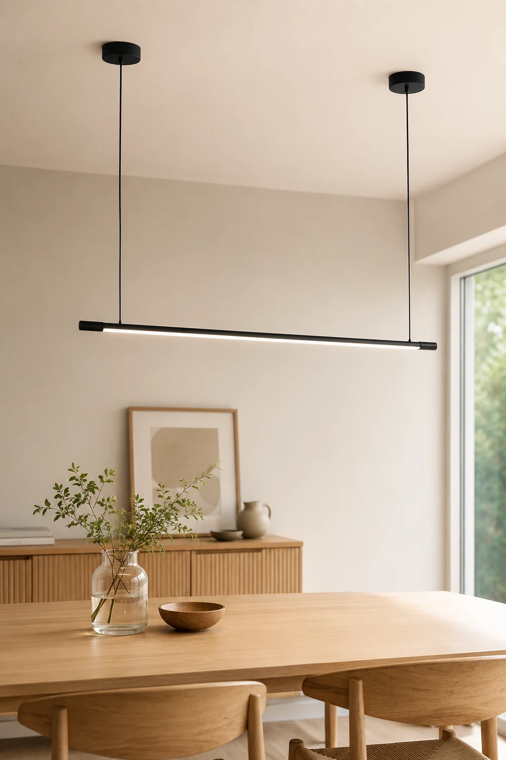 Edge Minimalist Linear Pendant Light Black Living Room - Lumpaz