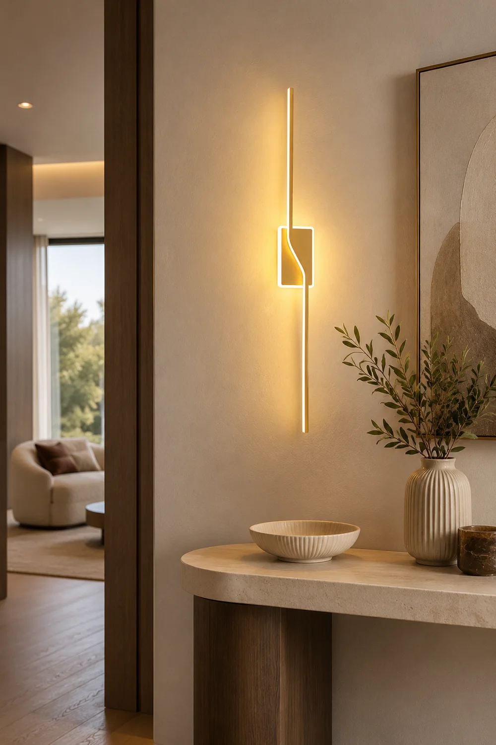 Leigh Luxury Curved Linear Metal Wall Lamp, Gold - Lumpaz