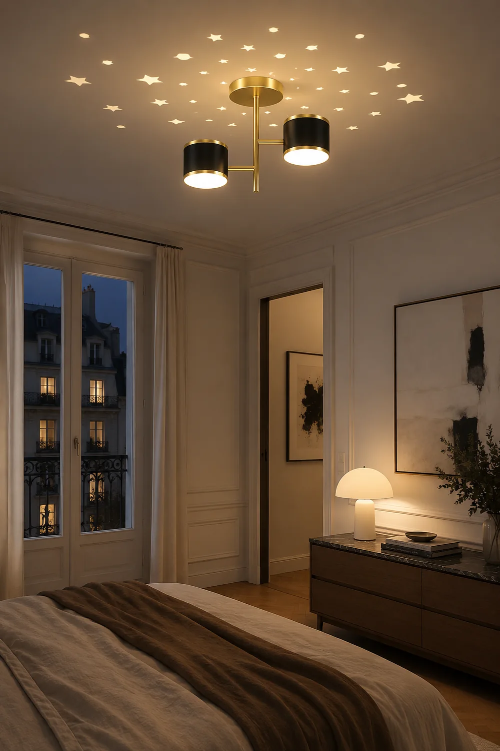Madina Modern Ceiling Light Starry LED Flush Mount Black/Gold Corridor - Lumpaz