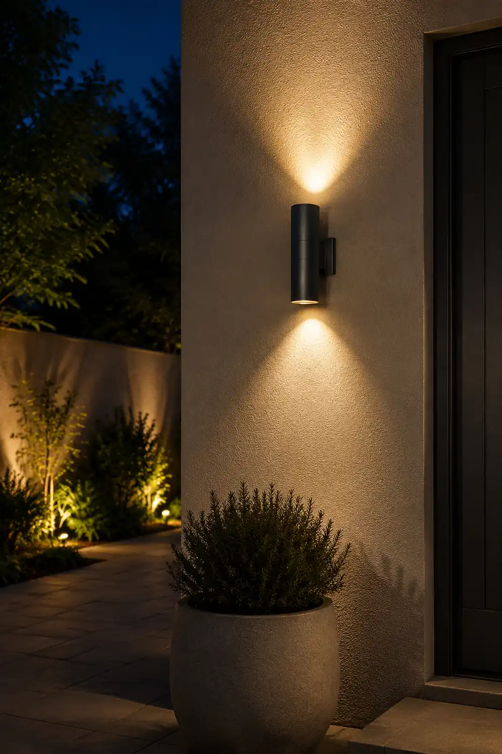 Orr Minimalist Metal Double-headed Outdoor Wall Lamp, Black - Lumpaz