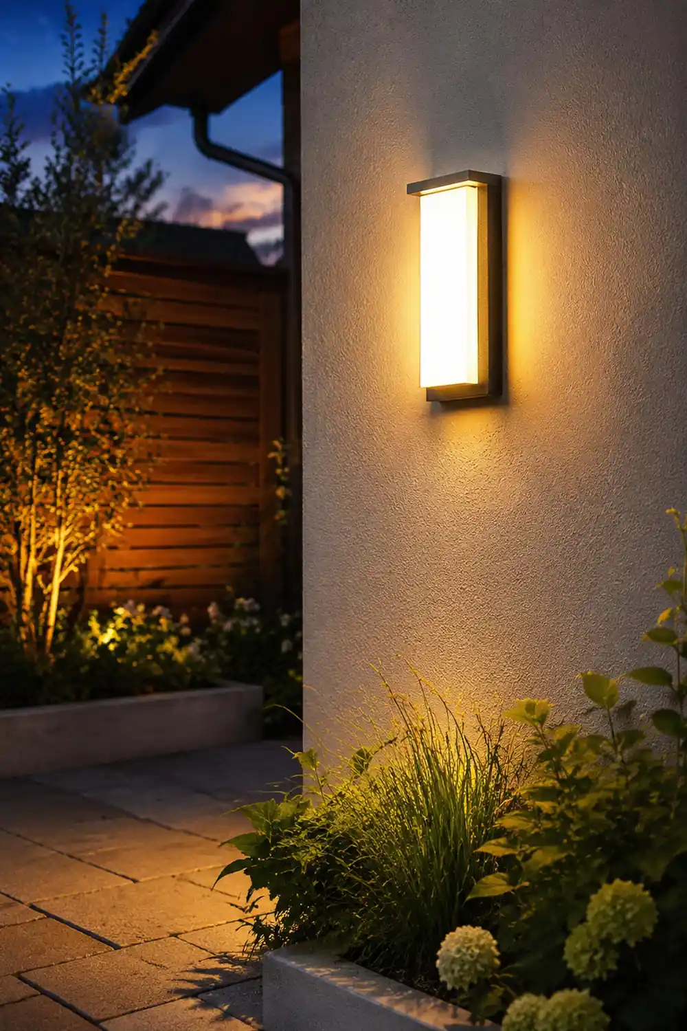 Orr Modern Minimalist Rectangular Metal Outdoor Wall Lamp, Black - Lumpaz