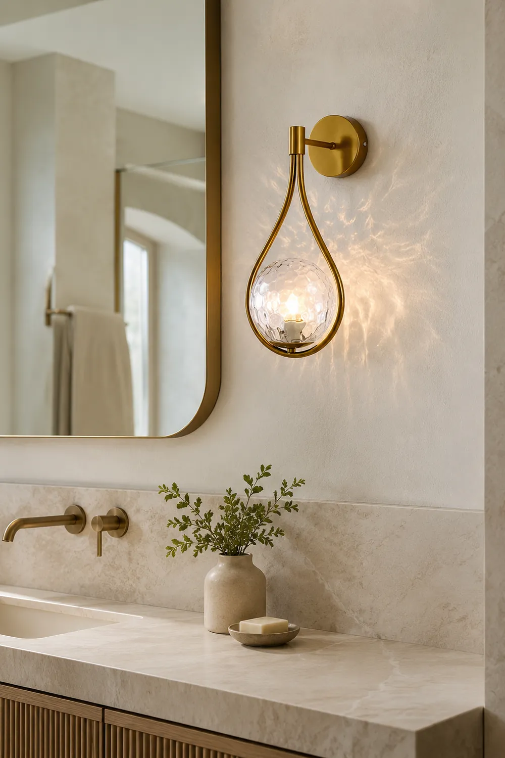 Valentina Nordic Creative Minimalist Water Drop Glass Gold Wall Lamp - Lumpaz