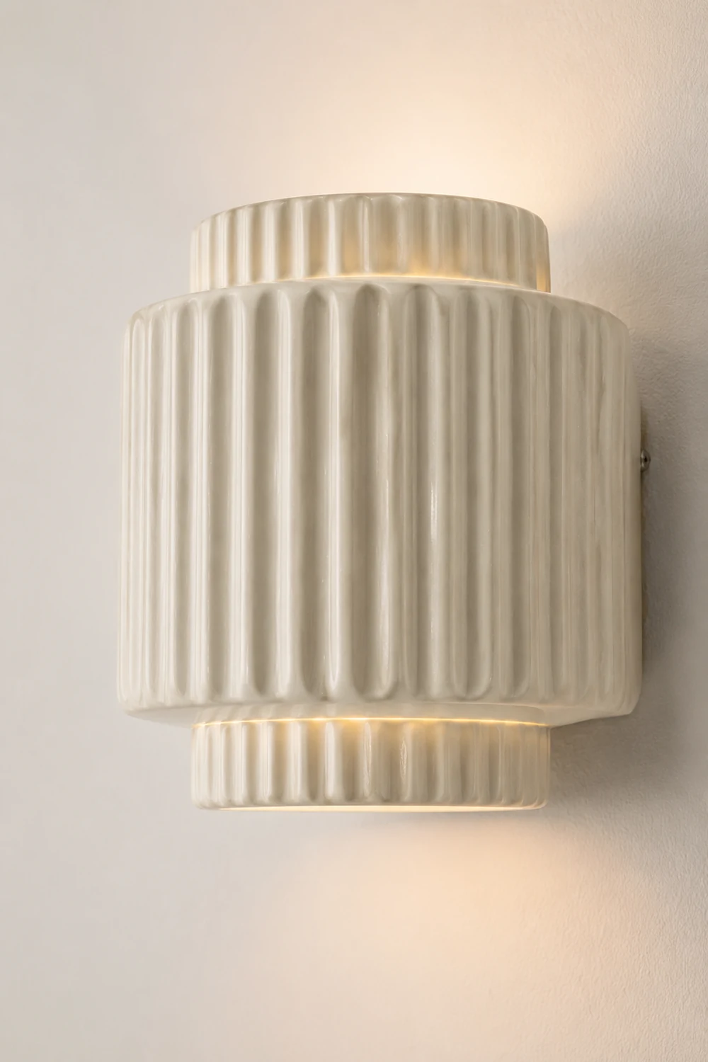 Vintage Cylindrique Resin Flush Mount Wall Lamp, White Bedroom/Living Room - Lumpaz