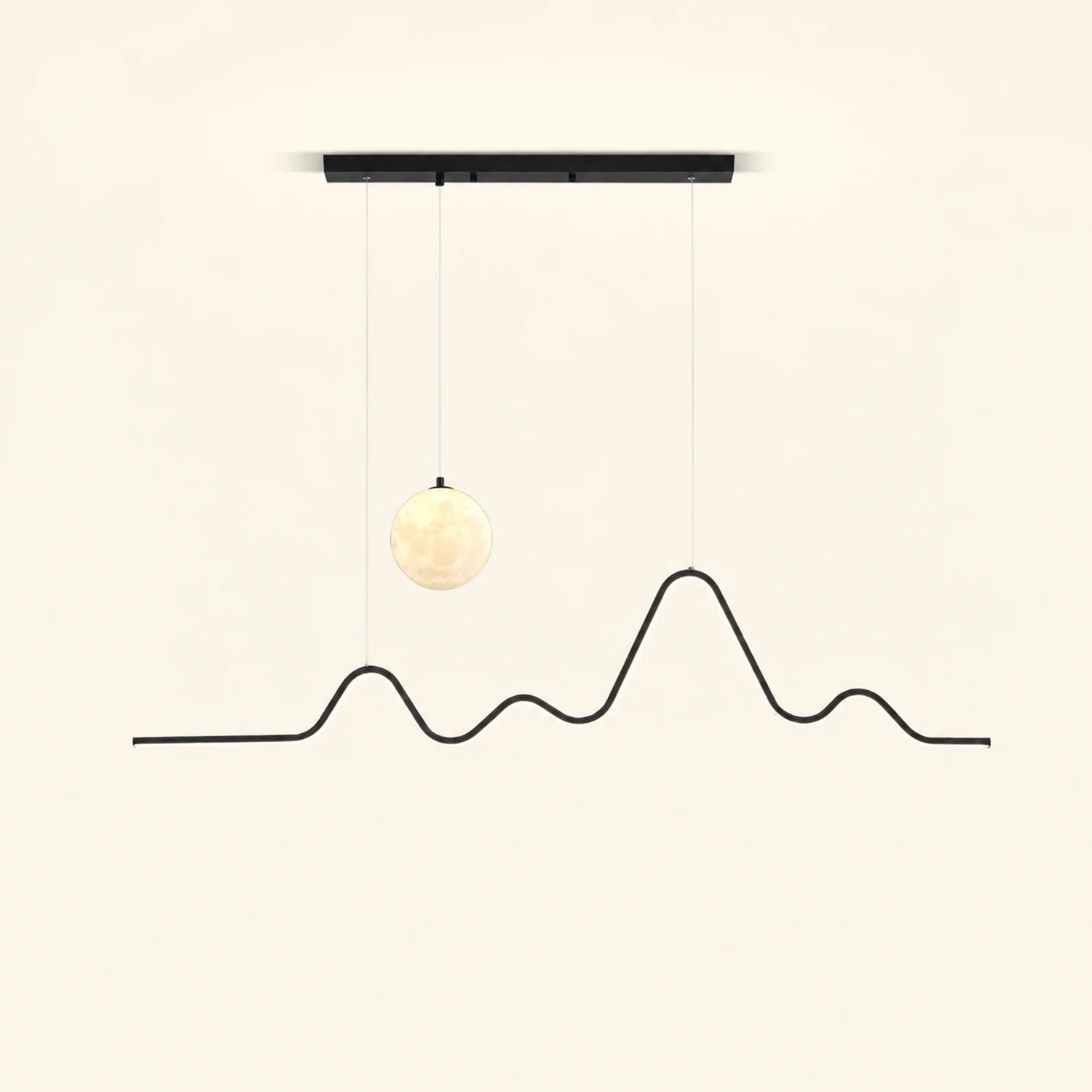 Minimalist Wavy Metal Pendant Light, Black/White/Gold - Lumpaz