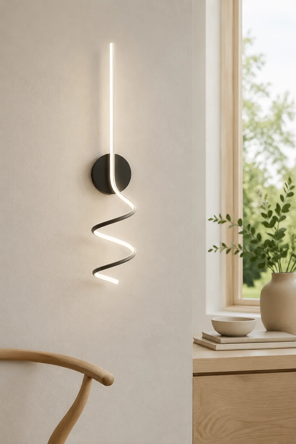 Modern LED Art Interior Wall Light Spiral, Black & White - Lumpaz