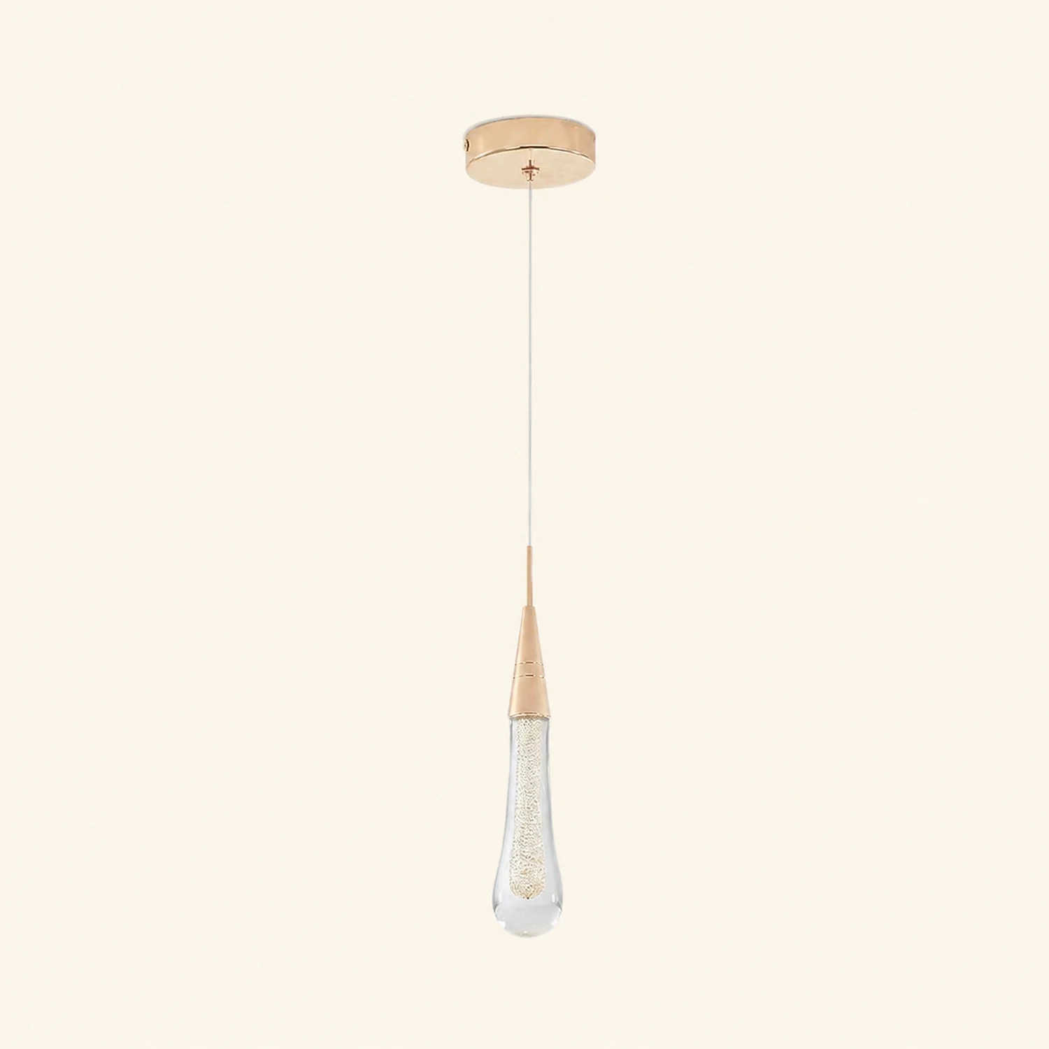 Hailie Teardrop Gold Pendant Light Crystal Metal Bedroom - Lumpaz