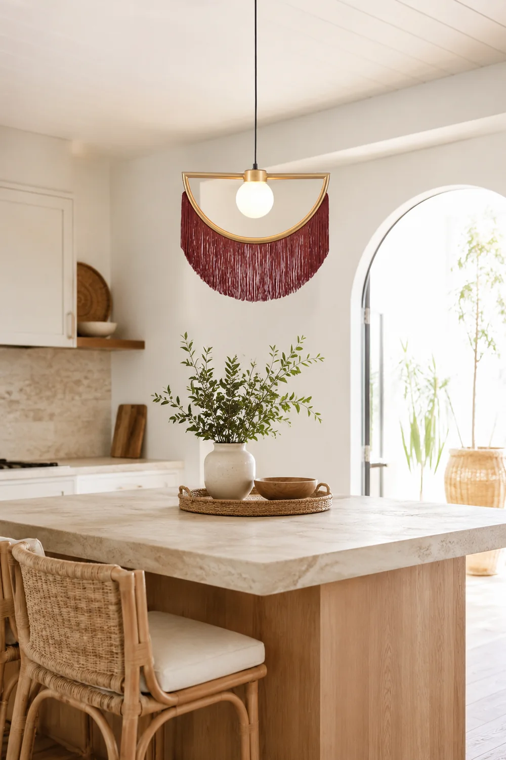 Minori Retro Fringe Fabric Pendant Light - Lumpaz