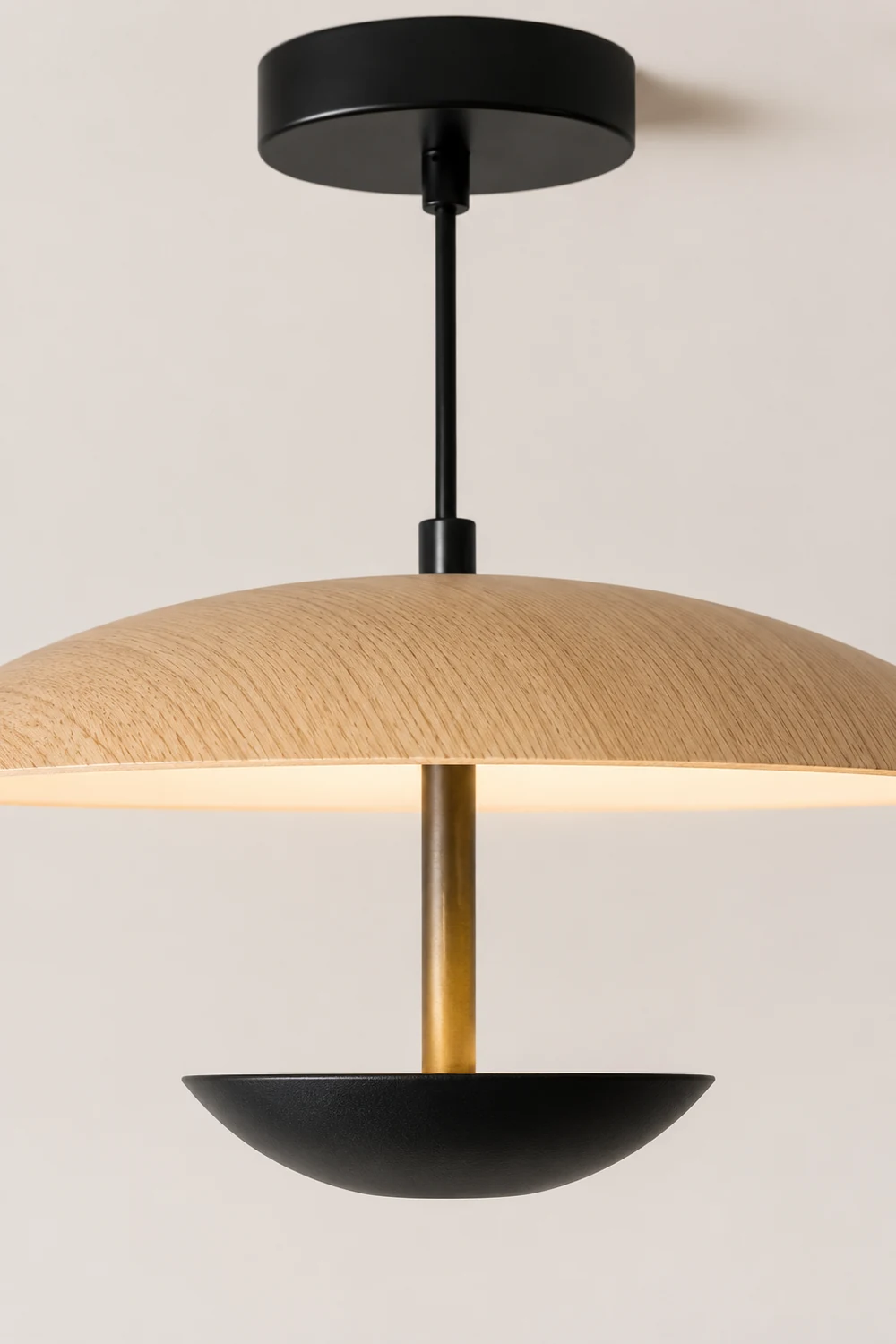 Carins Nordic LED Frisbee Pendant Light Wood Brown Bedroom - Lumpaz