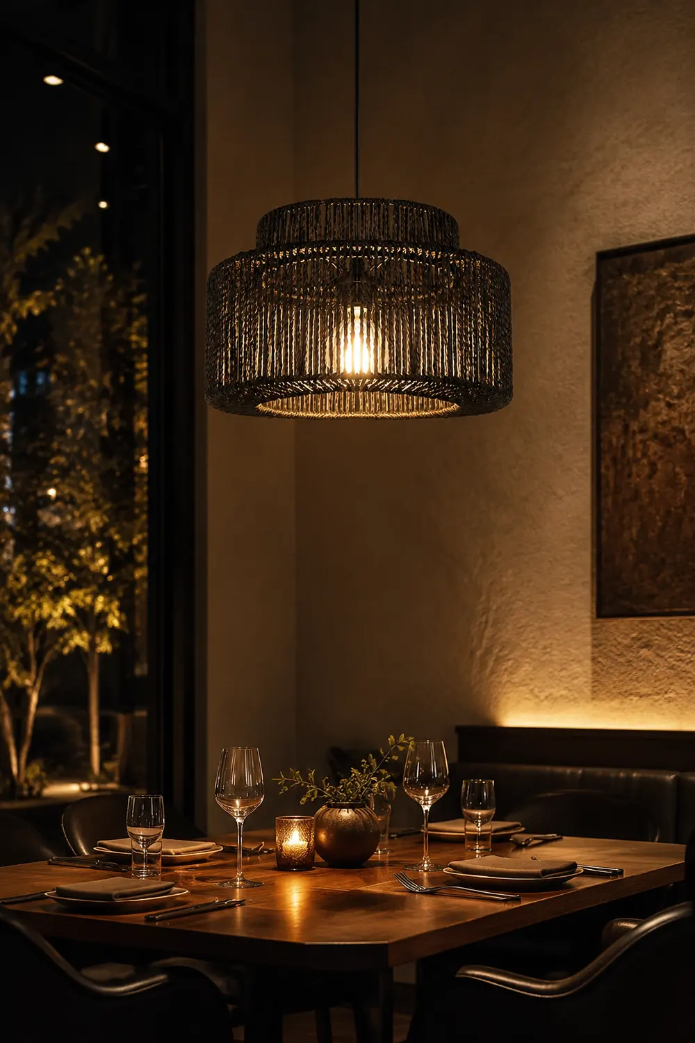 Muto Farmhouse Retro Rustic Drum Hanging Pendant Light, Black - Lumpaz