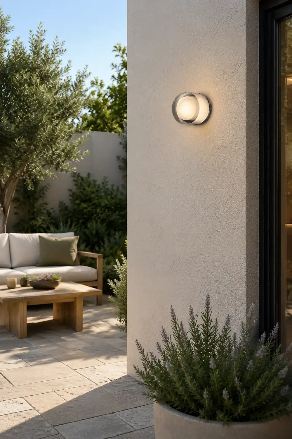 Valentina Modern Mini Drum Metal/Acrylic Outdoor Wall Lamp, Transparent - Lumpaz