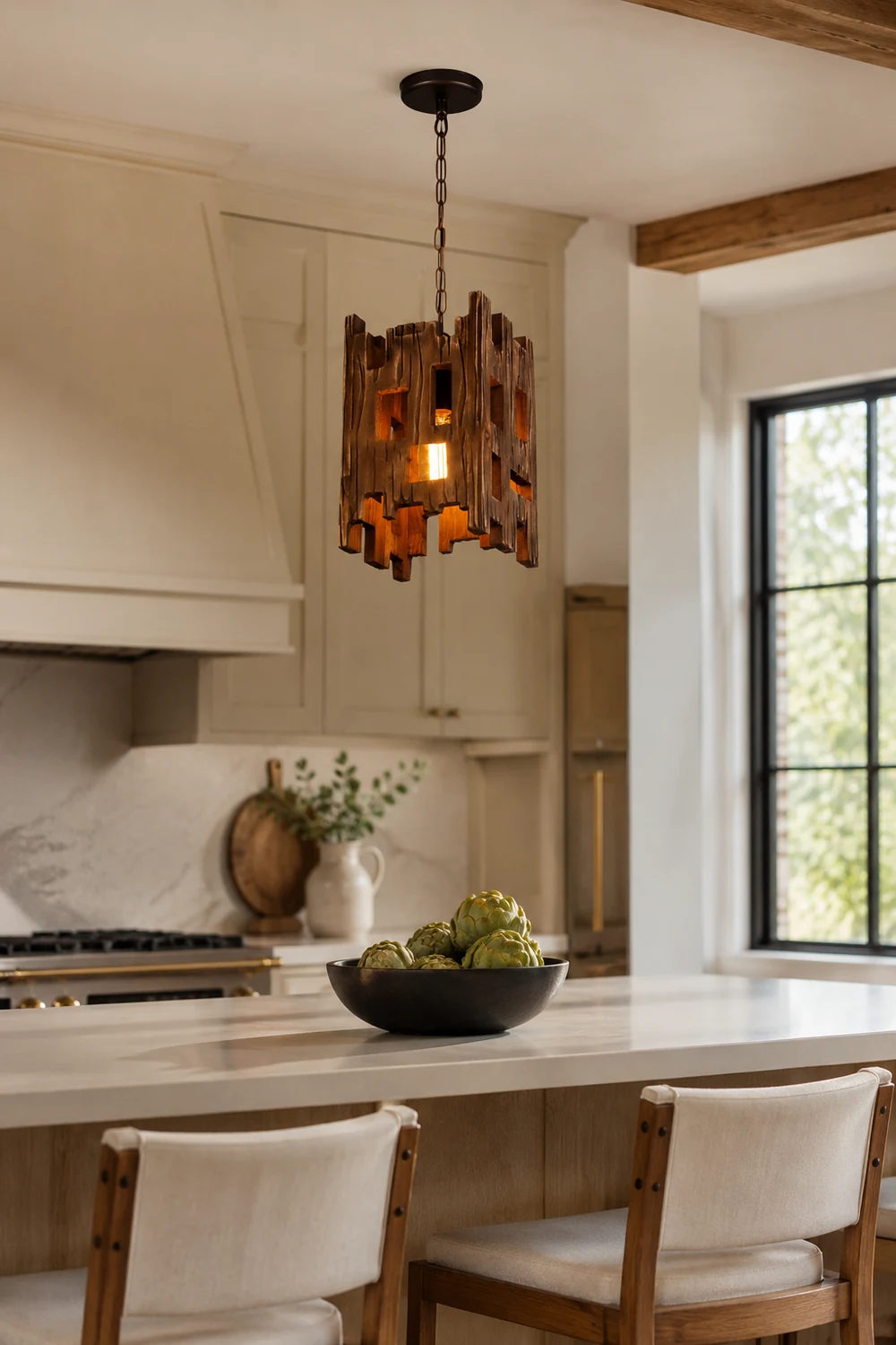 Austin Retro Rectangular  Metal & Wood  Pendant Light, 8.7" - Lumpaz