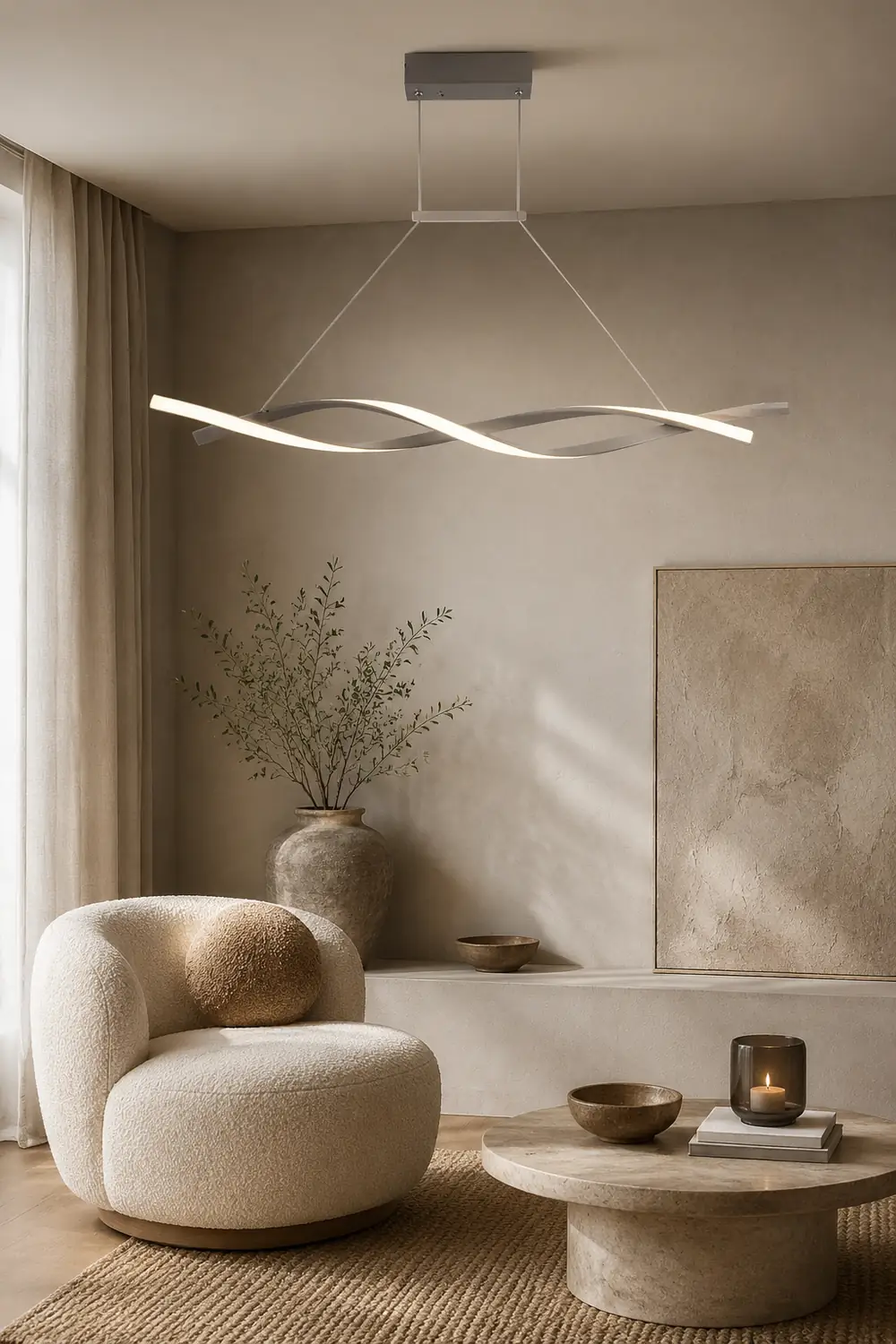 Modern Minimalist Nordic Cross-Curved Metal Pendant Light, Black/Gray - Lumpaz