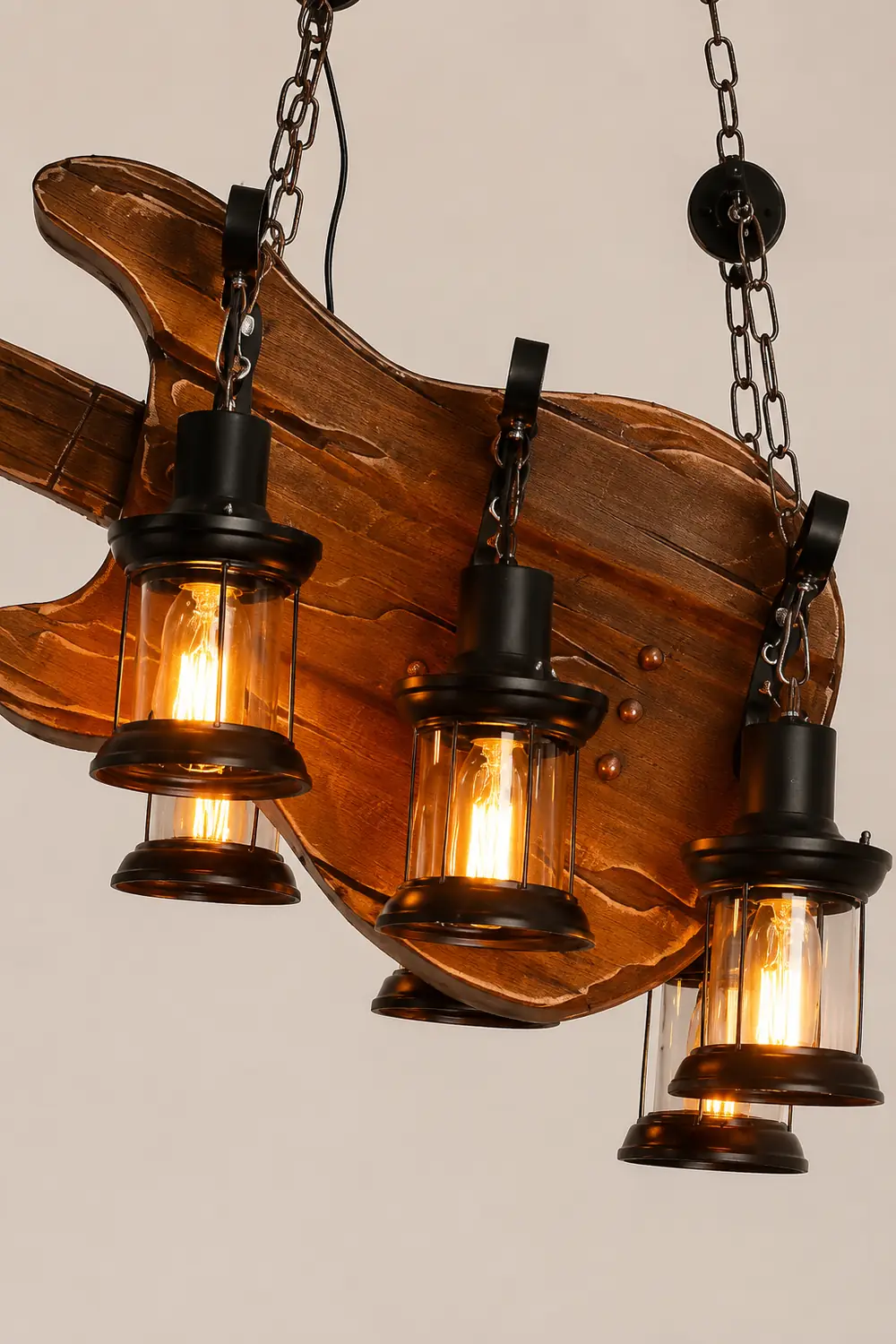 Austin Farmhouse Guitar Pendant Light, Metal/Wood, Walnut - Lumpaz