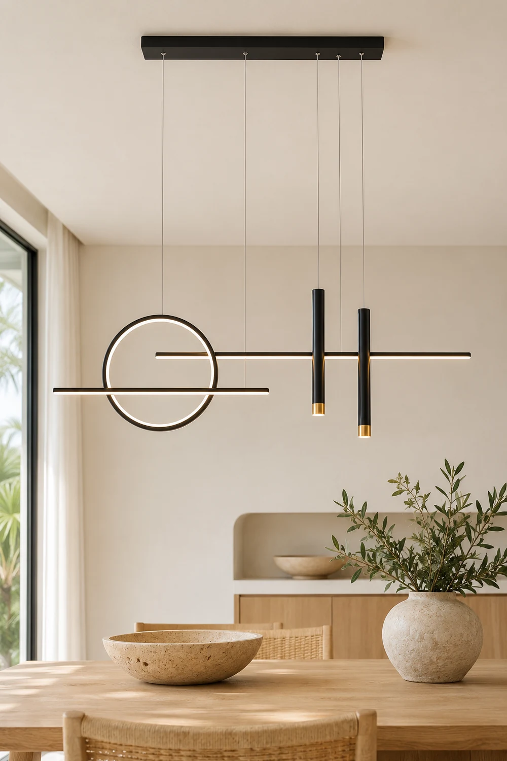 Madina Modern Led Pendant Light, Irregular Ring, Black/Glod - Lumpaz