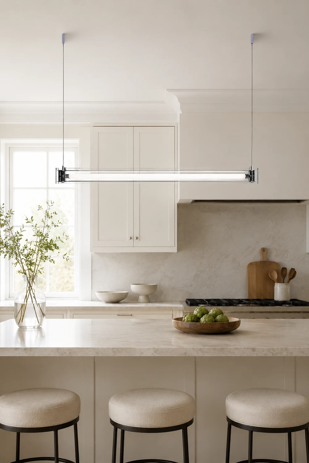 Edge Minimalist Linear Metal Pendant Light,White - Lumpaz