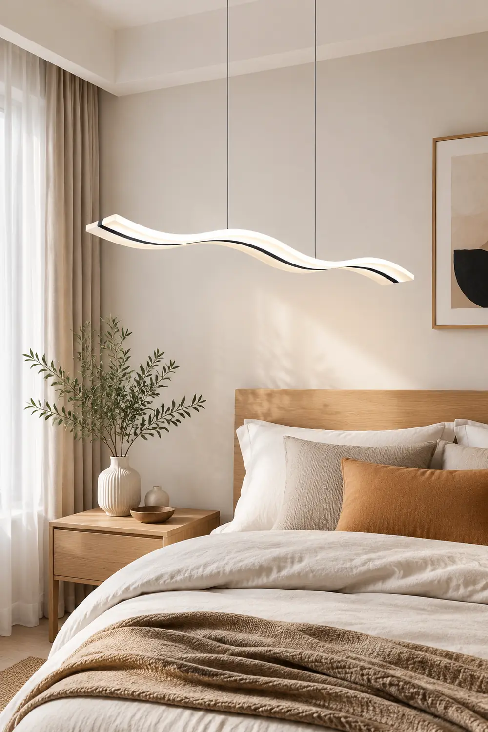 Modern Nordic Acrylic Wave Pendant Light, Black/White - Lumpaz