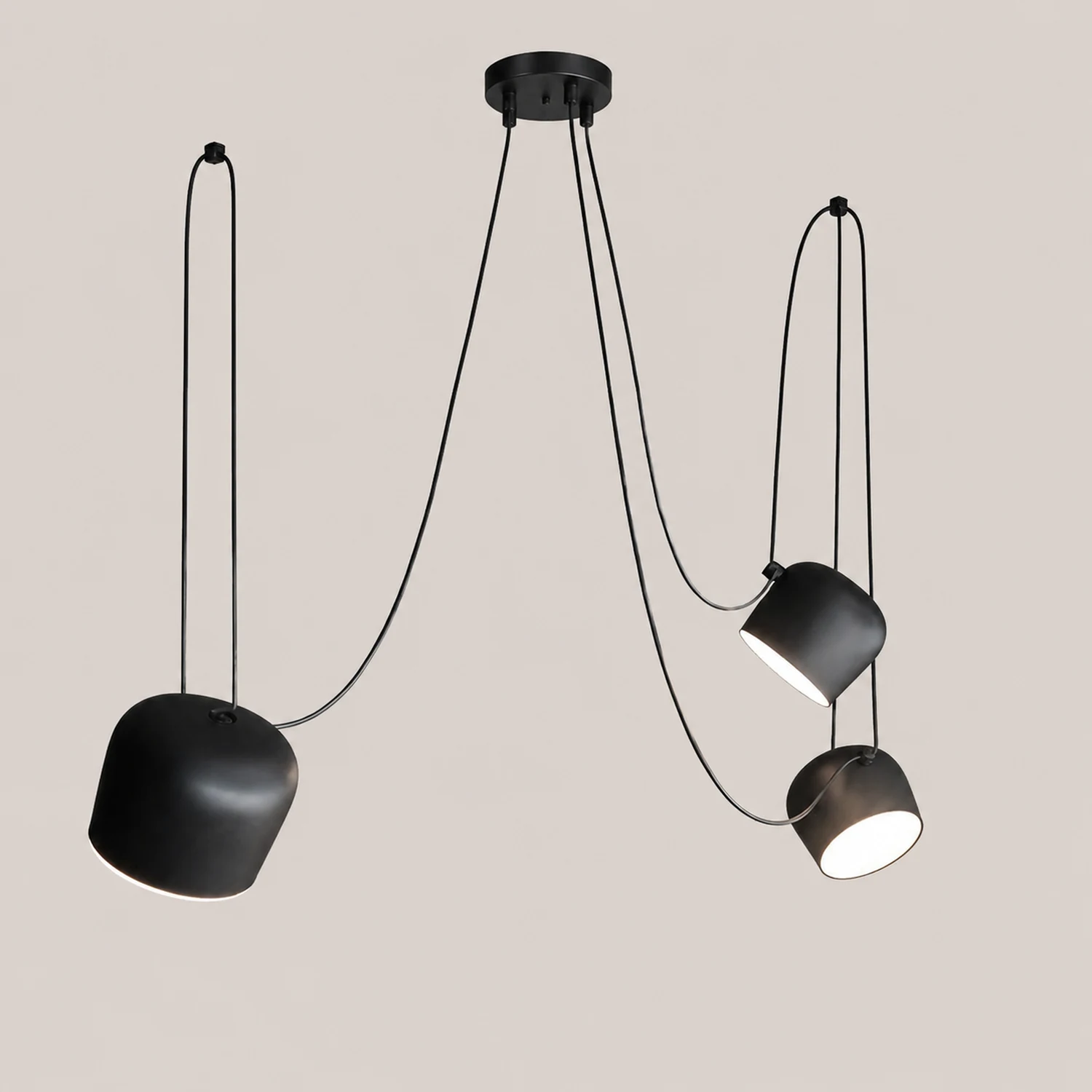 Modern Scandinavian Swag Drum Pendant Light, Black/White - Lumpaz