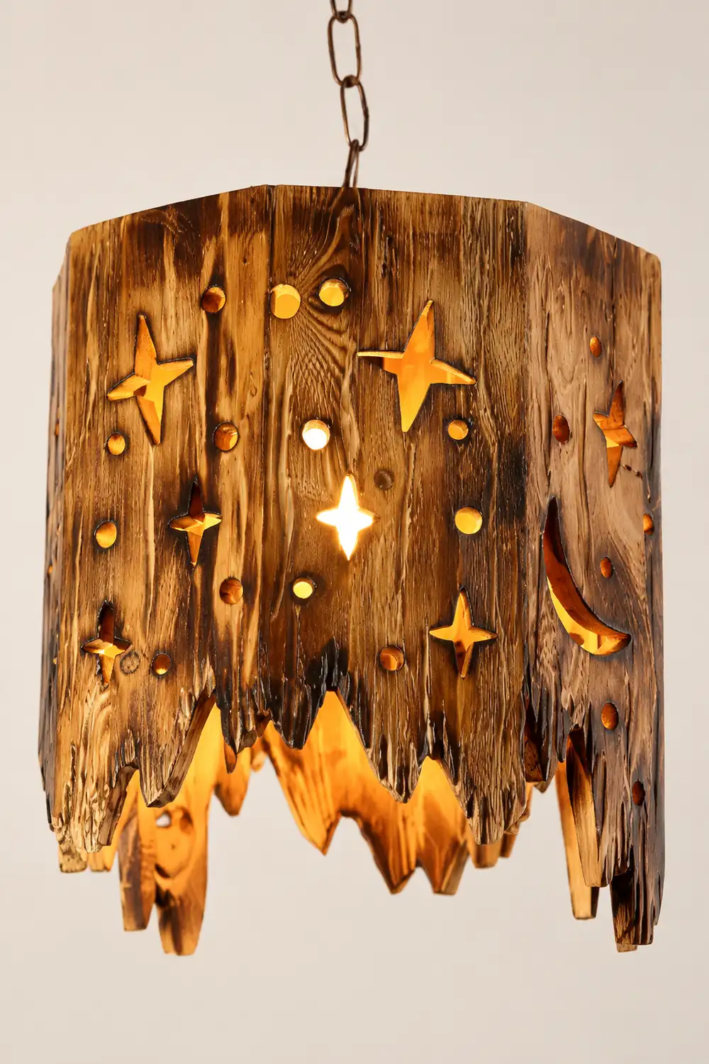 Austin Retro Starry Metal & Wood Pendant Light - Lumpaz