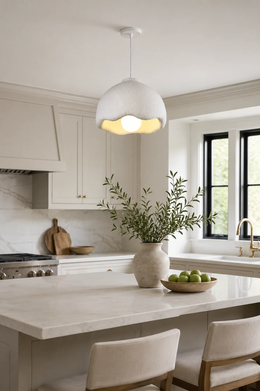 Byers Flower Shape Pendant Light, White, Living Room, Bedroom - Lumpaz