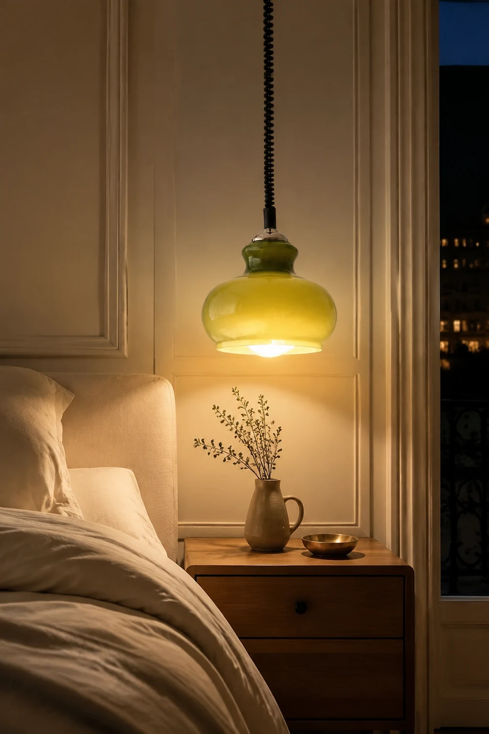 Hailie Retro Simple Adjustable Pendant Light Living Room Green White Brown - Lumpaz