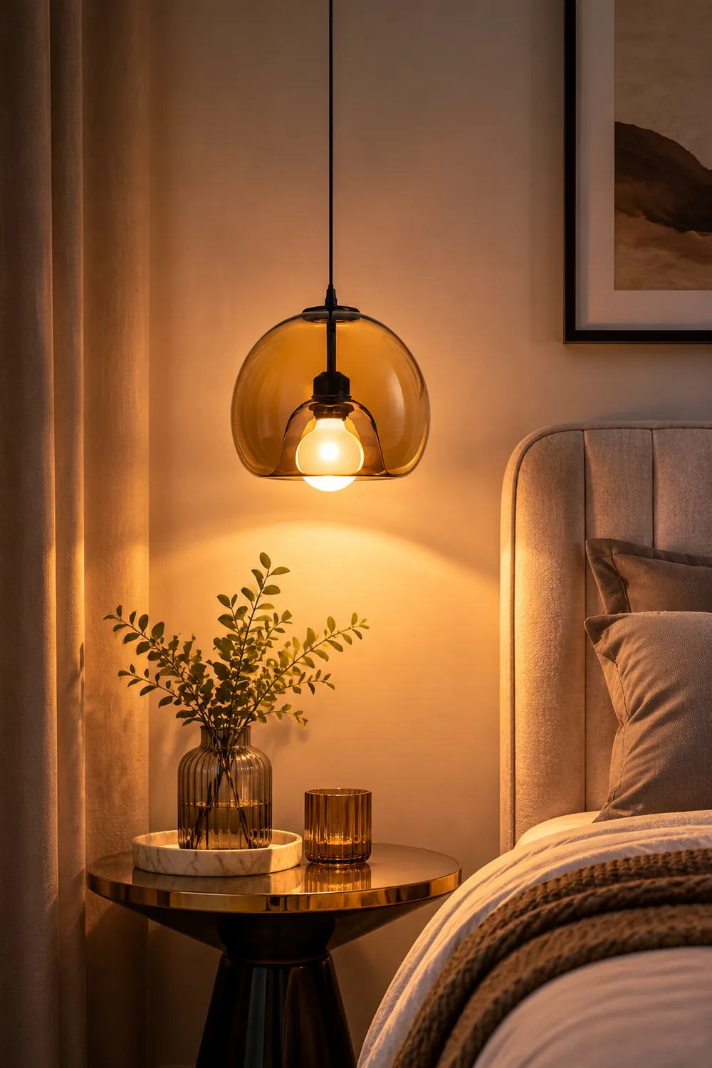 Hailie Modern Globe Glass Pendant Light, Amber/Smoky Gray - Lumpaz
