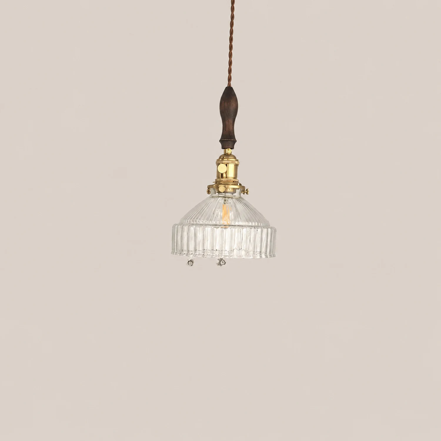 Cairns Pendant Light Dome Vintage, Glass, Brass/Black, Dining Room - Lumpaz