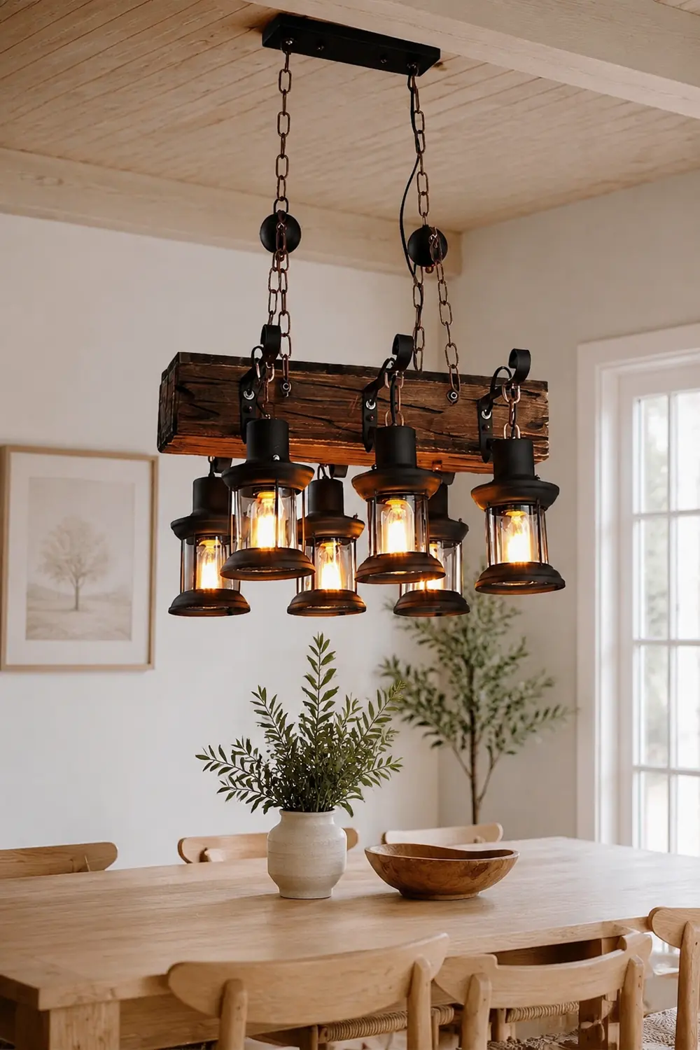 Austin Retro Rectangular Metal/Wood Lantern Pendant Light - Lumpaz