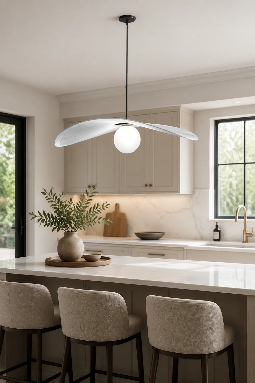 Modern LED Metal/Fabric Pendant Light Blue/White Living Room - Lumpaz