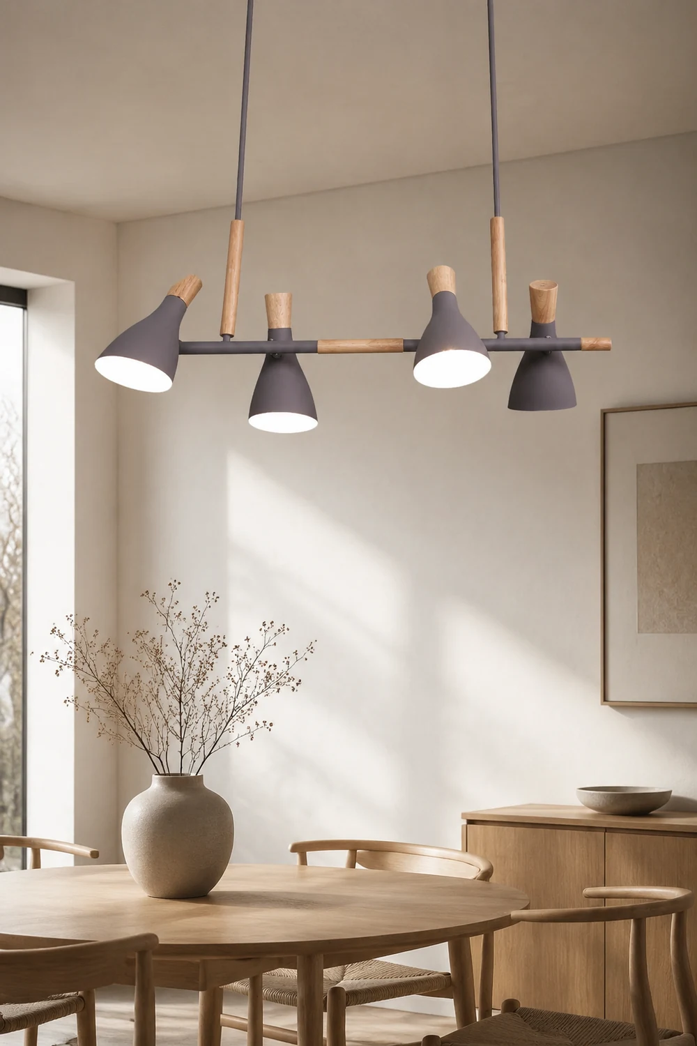 Morandi Nordic Multi Rope Wood Pendant Light, White/Green/Gray - Lumpaz