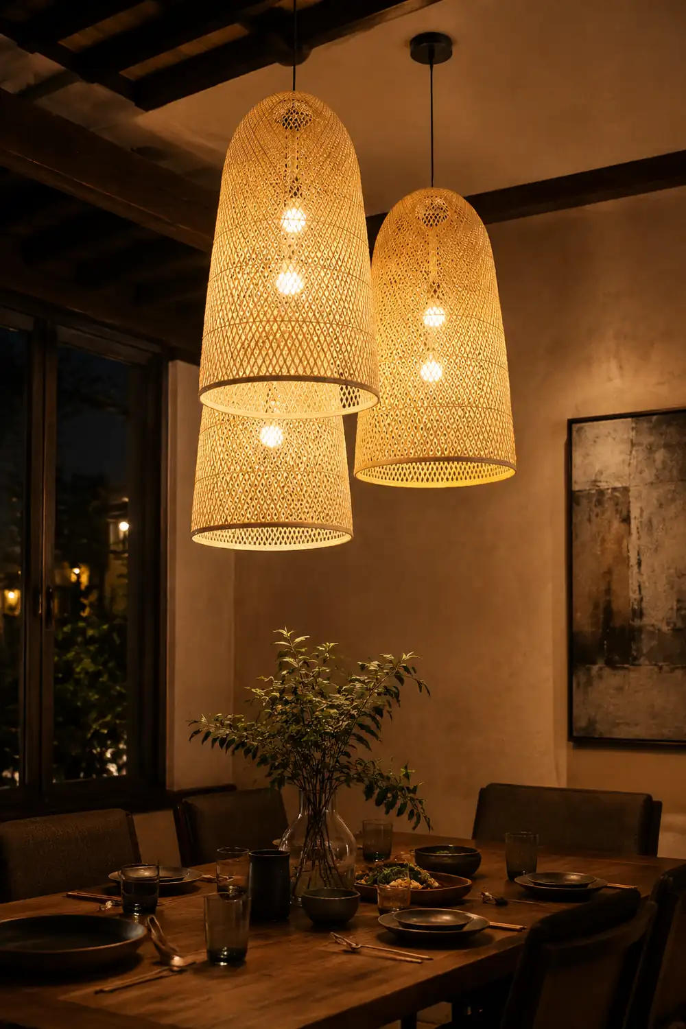 Ritta Natural Handmade Bamboo Led Pendant Light, Bedroom - Lumpaz