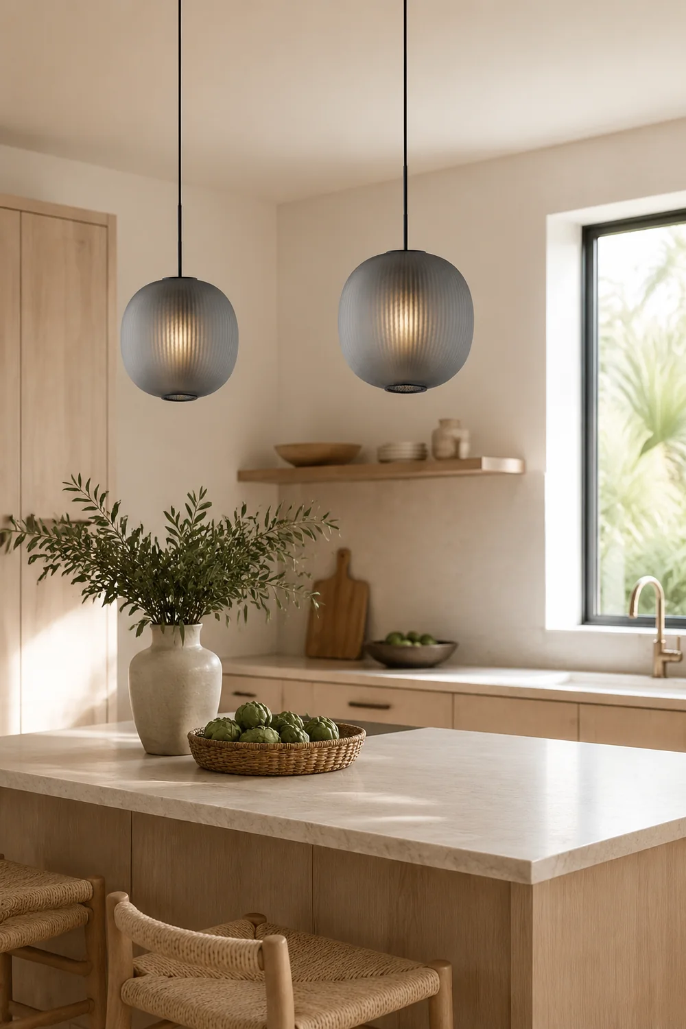 Hailie Frosted Glass Cylinder Pendant Light, Sandy White/Gray, Metal/Glass - Lumpaz