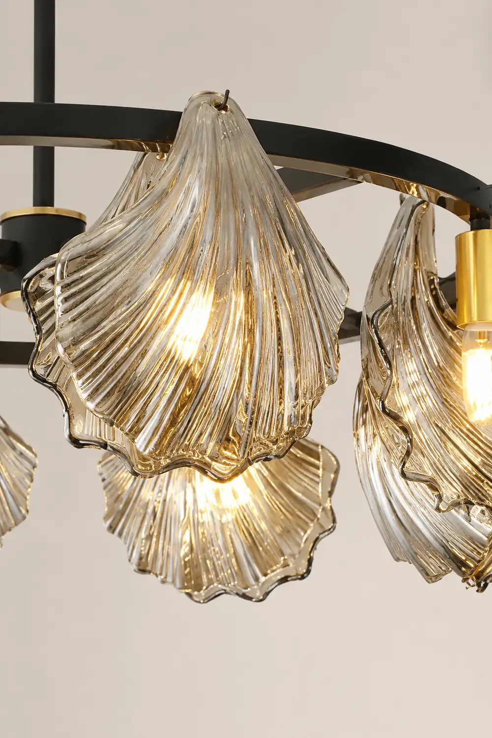 Kirsten Modern Annular Metal And Glass Pendant Light, Black/Gold - Lumpaz