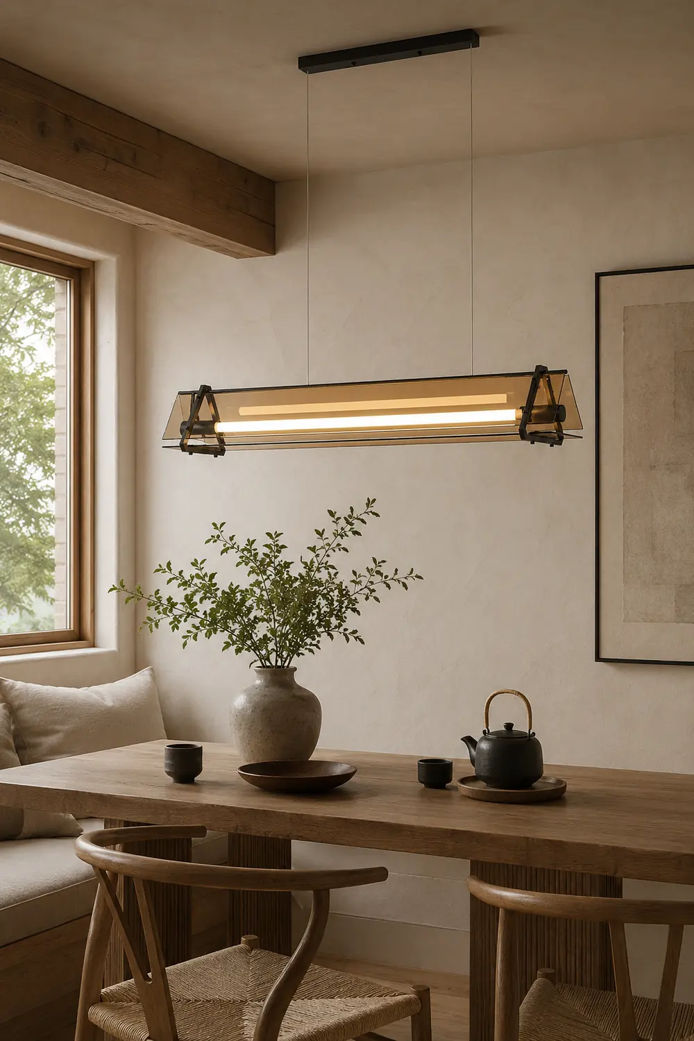 Edge Industrial Triangle Metal/Glass Pendant Light, Gold - Lumpaz