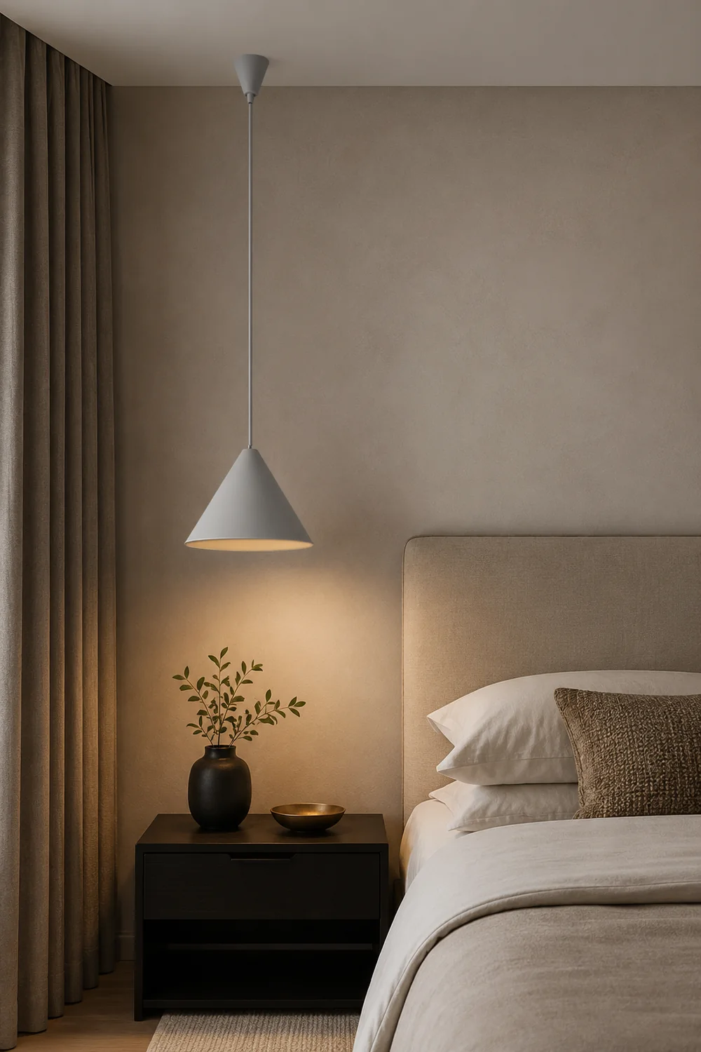 Carins Minimalist Cone Metal Pendant Light, Gray - Lumpaz