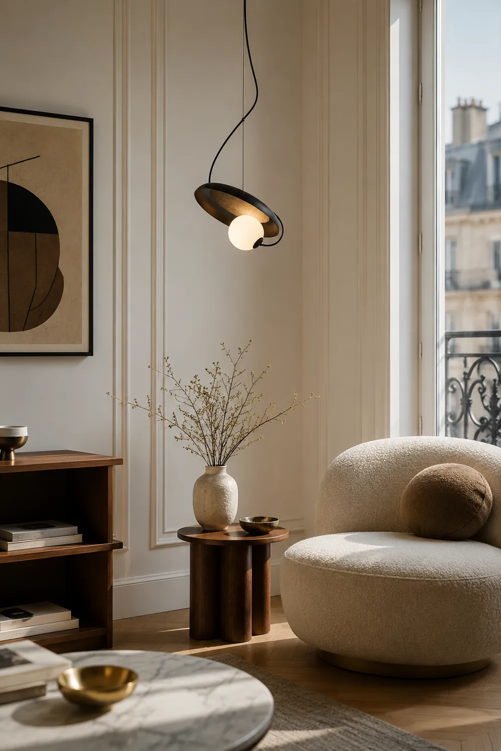 Avi Pendant Lights Stylish Art Deco, Black/White/Copper, Living Room - Lumpaz