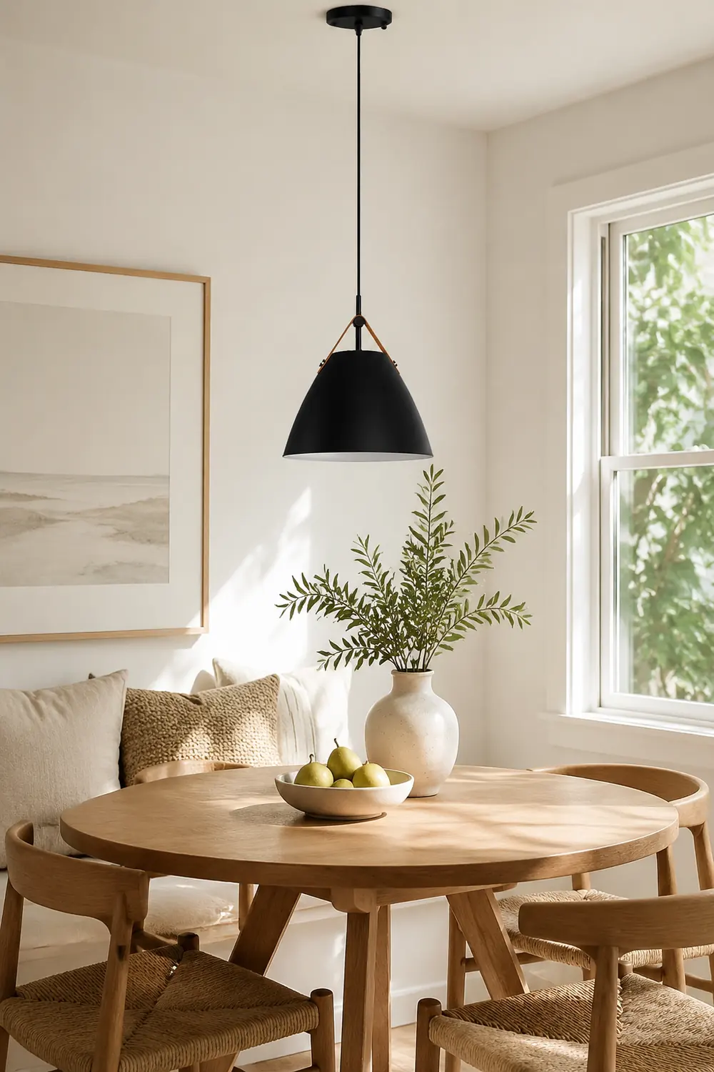 Morandi Modern Frisbee Shaped Metal Pendant Light, Black/White - Lumpaz