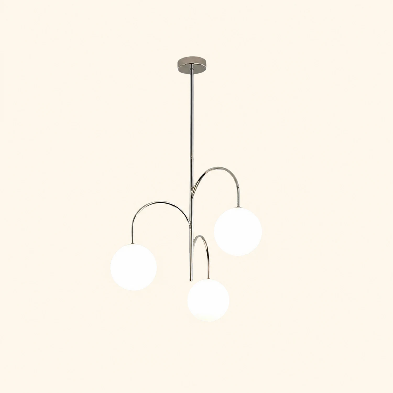 Valentina Bauhaus Modern Chrome Pendant Light, 3 Heads - Lumpaz